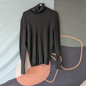 Inc International Concepts Gray Ribbed Turtleneck Sweater Fitted